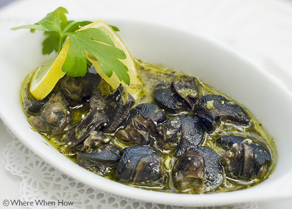A photograph of Escargot Appetiser at Baci Ristorante in Harbour Towne at Turtle Cove, Providenciales (Provo), Turks and Caicos Islands.