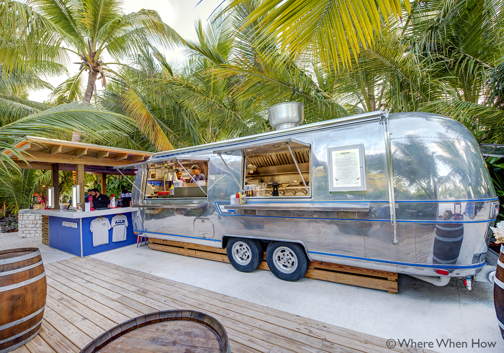 A photograph of the cocovan, food truck, at Coco Bitro, Providenciales (Provo), Turks and Caicos Islands.