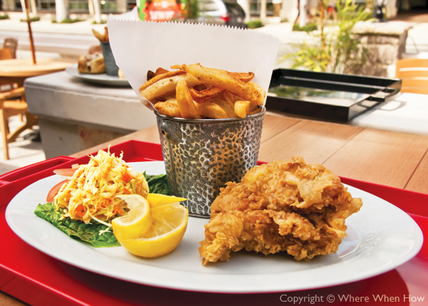 A photograph of the Fish and Chips at Danny Buoys Bar and Restaurant, Grace Bay, Providenciales (Provo), Turks and Caicos Islands.