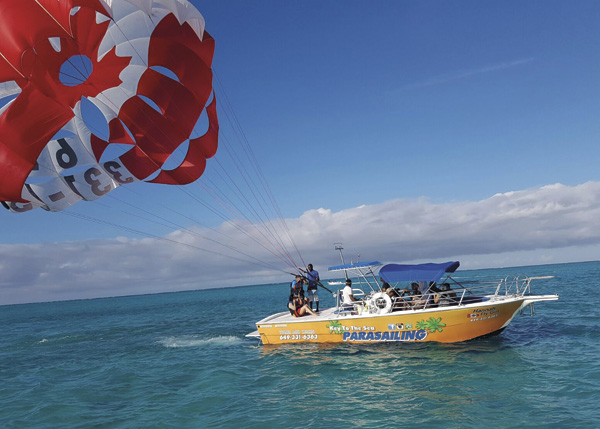 A photograph of parasailing with Key to the Sea Parasailing, Providenciales (Provo), Turks and Caicos Islands, British West Indies
